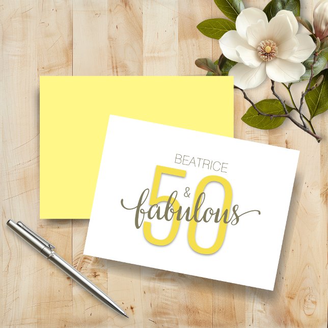 50 and Fabulous Birthday Gold Typography Birthday (50 and fabulous birthday card in gold and silver)
