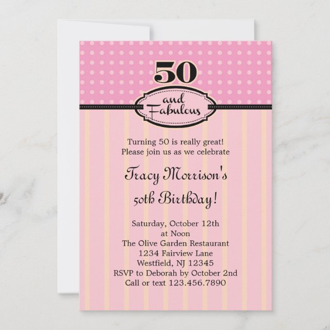50 and Fabulous Birthday Invitation (Front)