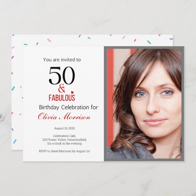 50 and Fabulous Birthday Invitation (Front/Back)