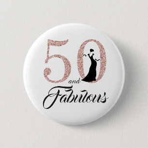 50 and Fabulous Birthday Party 6 Cm Round Badge