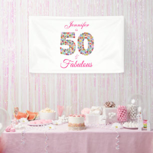 50 and Fabulous Birthday Party  Banner