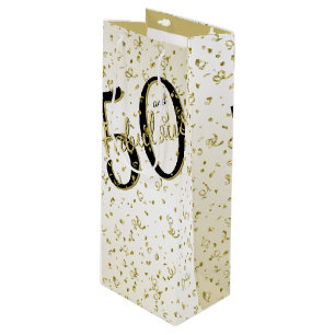 50 and Fabulous Birthday Party Black Gold 50th Wine Gift Bag