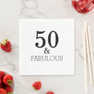 50 And Fabulous Birthday Party Black White 2022 Napkin
