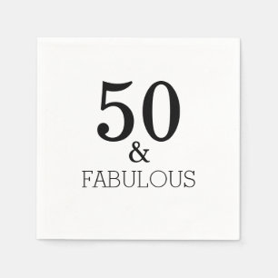 50 And Fabulous Birthday Party Black White Elegant Napkin