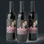 50 and fabulous birthday party bottle label<br><div class="desc">Celebrate your 50th birthday in style with these modern elegant pink rose gold glitter floral damask 50th Birthday Party party bottle labels. You can personalise your fiftieth birthday party celebration. The words "50 and Fabulous" are set using popular typhography. You can personalise script fonts and font colours in the design....</div>