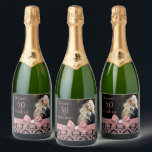 50 and fabulous birthday party bottle label<br><div class="desc">Celebrate your 50th birthday in style with these modern elegant pink rose gold glitter floral damask 50th Birthday Party party bottle labels. You can personalise your fiftieth birthday party celebration. The words "50 and Fabulous" are set using popular typhography. You can personalise script fonts and font colours in the design....</div>