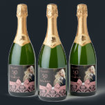 50 and fabulous birthday party bottle label<br><div class="desc">Celebrate your 50th birthday in style with these modern elegant pink rose gold glitter floral damask 50th Birthday Party party bottle labels. You can personalise your fiftieth birthday party celebration. The words "50 and Fabulous" are set using popular typhography. You can personalise script fonts and font colours in the design....</div>