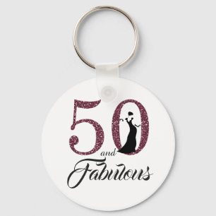 50 and Fabulous Birthday Party Key Ring