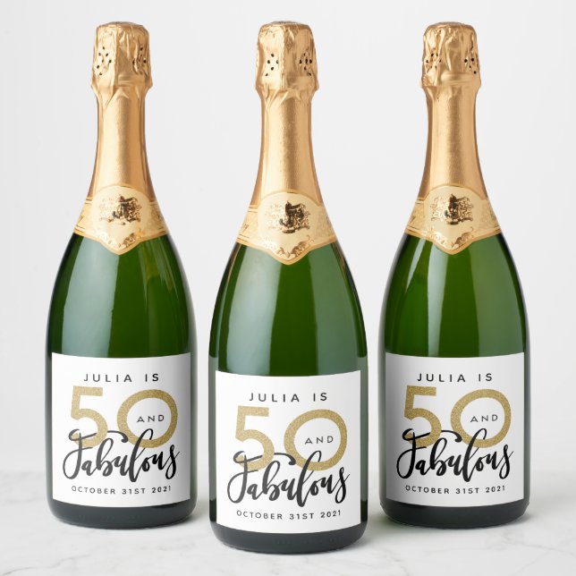 50 and fabulous birthday party label (Bottles)