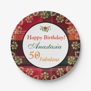 50 and Fabulous Birthday Party Madras Paper Plate