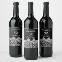 50 and fabulous birthday party monogram name wine 