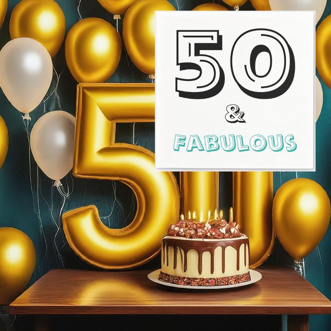 50 and Fabulous Birthday Party Paper Napkins (Napkin with Background)
