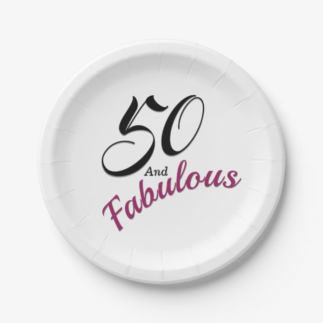 50 and Fabulous. Birthday Party Paper Napkins. Plate (Front)