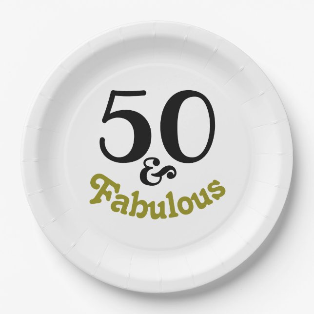 50 and Fabulous Birthday Party  Paper Plate (Front)
