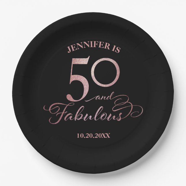 50 and Fabulous Birthday Party Paper Plate (Front)