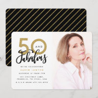 50 and fabulous birthday party photo invitation