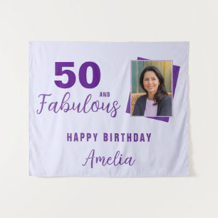 50 and Fabulous Birthday Photo Backdrop Tapestry