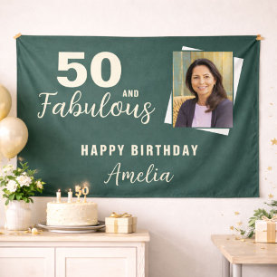 50 and Fabulous Birthday Photo Backdrop  Tapestry