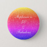 50 And Fabulous Birthday Pink Purple Glitter White 6 Cm Round Badge<br><div class="desc">Designed with pretty,  girly and beautiful pink purple glittery background and personalised text template for name which you can edit,  this is perfect for the 50th birthday celebrations!</div>