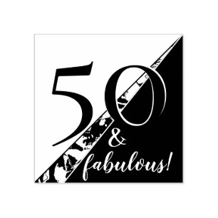 "50 and fabulous!" birthday pop rubber stamp