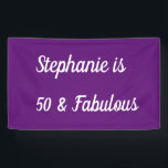 50 And Fabulous Birthday Purple White Royal Classy Banner<br><div class="desc">Designed for the 50 and fabulous birthday with solid purple colour background! Personalise by editing the text template for name as you want.</div>