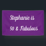 50 And Fabulous Birthday Purple White Royal Classy Banner<br><div class="desc">Designed for the 50 and fabulous birthday with solid purple colour background! Personalise by editing the text template for name as you want.</div>