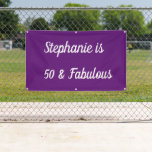 50 And Fabulous Birthday Purple White Royal Cool Banner<br><div class="desc">Designed for the 50 and fabulous birthday with solid purple colour background! Personalise by editing the text template for name as you want. You may also change the background colour or font colour as you wish.</div>