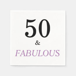 50 and Fabulous Birthday Quote Black Purple Text Napkin