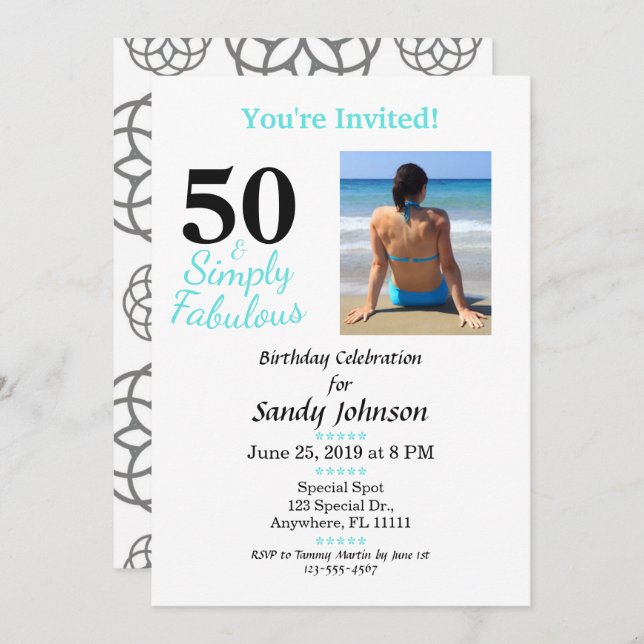 50 and Fabulous Birthday Simply Cute Invitation (Front/Back)