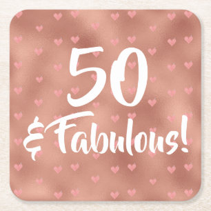 50 and Fabulous Birthday Square Paper Coaster