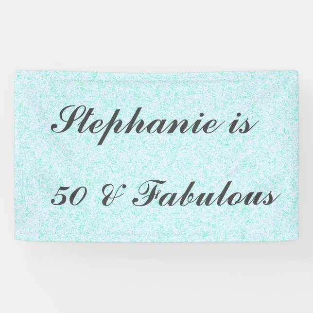 50 And Fabulous Birthday Teal Blue White Grey Cool Banner (Horizontal)