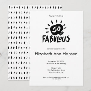 50 and Fabulous Black 50th Birthday Invitation