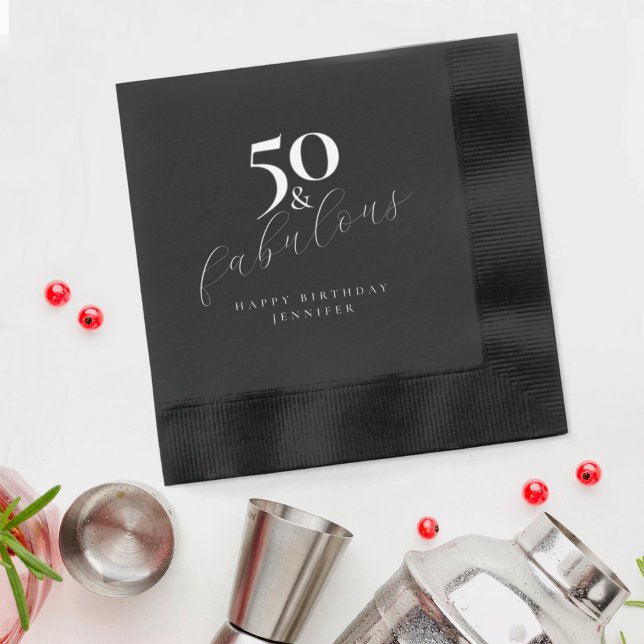 50 and Fabulous Black 50th Birthday Party  Foil Napkins (Creator Uploaded)