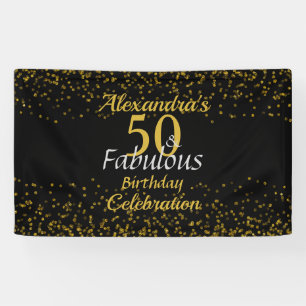 50 and Fabulous Black and Gold Banner