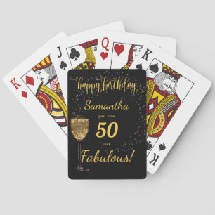 50 and Fabulous Black and Gold  Birthday Template Playing Cards