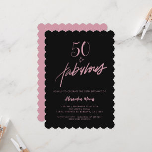 50 and Fabulous Black and Pink Birthday Invitation