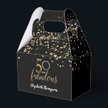50 and fabulous Black gold confetti 50th Birthday  Favour Box<br><div class="desc">Introducing our "Gold, Black, and White Confetti 50 and Fabulous 50th Birthday Favour Box" – a stunning addition to any milestone birthday celebration. Inspired by the elegance of the "golden" birthday milestone, this favour box features a sophisticated confetti theme in gold, black, and white, adding a touch of glamour to...</div>