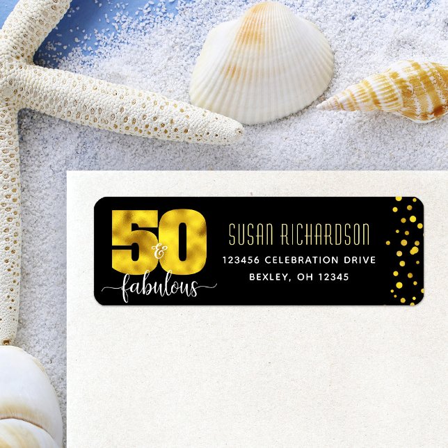 50 and fabulous black gold foil dots bold address (Creator Uploaded)