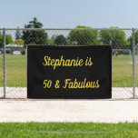 50 And Fabulous Black Gold Golden Birthday  Banner<br><div class="desc">Designed for the 50 and fabulous birthday with solid black background! Personalise by editing the text template for name as you want. You may also change the background colour or font colour as you wish.</div>