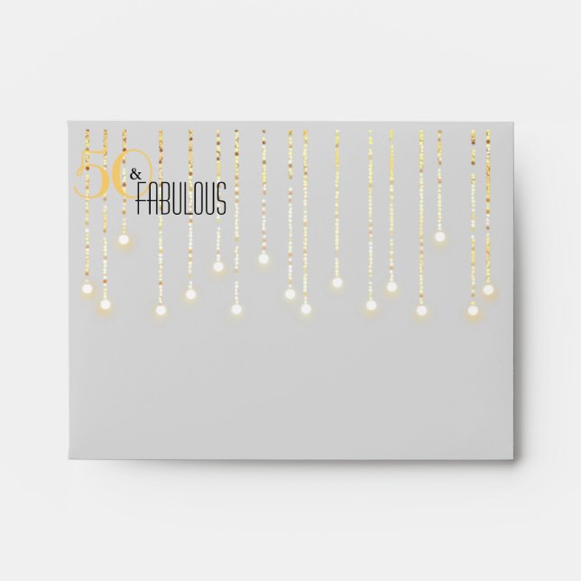 50 and Fabulous Black Gold Lights Glam Envelope (Front)