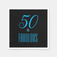 50 And Fabulous Black Party Napkin