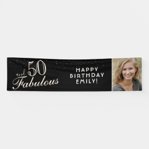 50 and Fabulous Black Photo 50th Birthday Party Banner