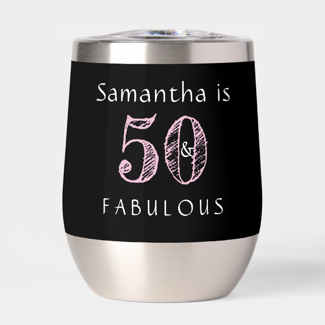 50 and Fabulous Black Pink Birthday (Front)