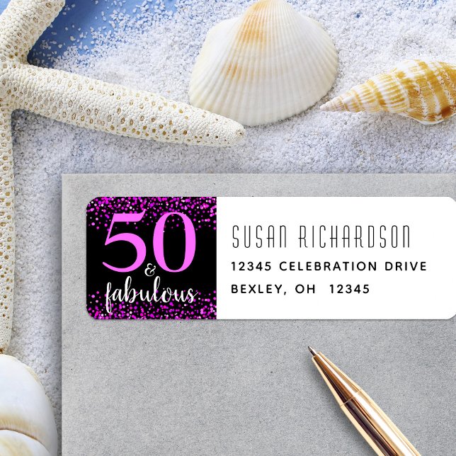 50 and fabulous black pink birthday modern address (Creator Uploaded)