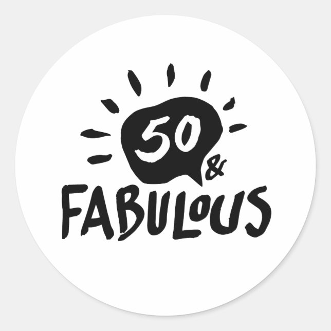 50 and Fabulous Black/White 50th Birthday Sticker (Front)