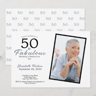 50 and Fabulous Blue 50th Birthday Party  Invitation