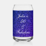50 And Fabulous Blue Glitter Birthday Gift Favour Can Glass<br><div class="desc">Designed with pretty,  girly and beautiful deep blue glittery background and personalised text template for name which you can edit,  this is perfect for the 50th birthday celebrations!</div>