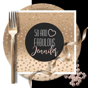50 and Fabulous Blush Gold Simple 50th Birthday Napkin