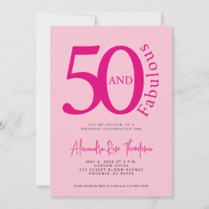 50 and Fabulous Blush Pink Script 50th Birthday Invitation