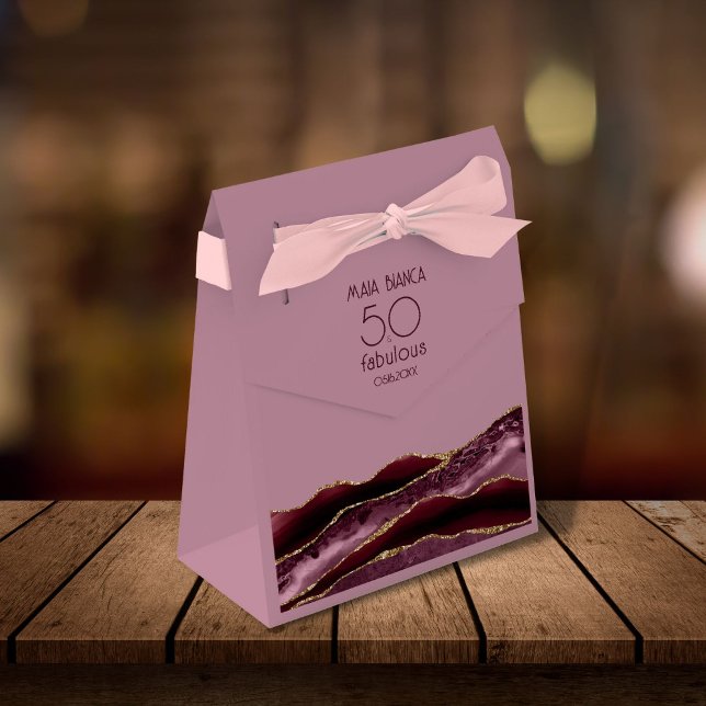 50 and Fabulous Burgundy Pink Agate 50th Birthday Favour Box (Creator Uploaded)
